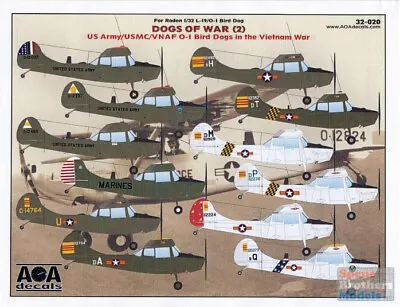 AOA32020 1:32 AOA Decals - Dogs Of War Part 2: US Army/USAF/VNAF O-1 Bird Dogs • $24.79