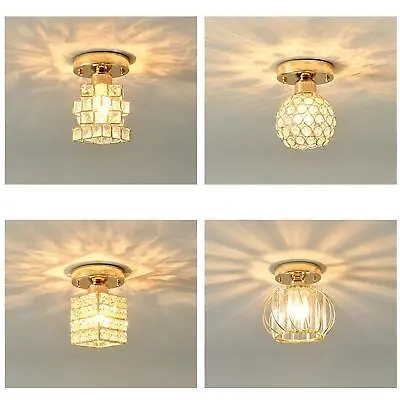 Crystal Ceiling Light Flush Mini Chandelier For Kitchen Living Room • £18.62