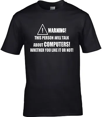 Computers PC Mens T-Shirt Funny Hobby Statement Gift Programming Internet Hacker • £11.99
