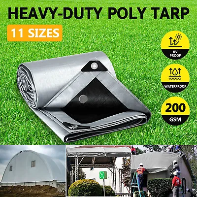 $47.95 • Buy Waterproof Tarpaulin Heavy Duty Poly Tarps Camping Tent Canvas Car Cover 200GSM