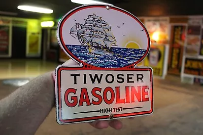 Tiwoser Marine Gasoline Dealer Porcelain Metal Sign Gas Oil Ford Ship Boat Ocean • $70