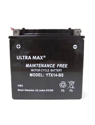 Ultramax Brand New Battery Ttx14bs Xb12s Kawasaki Zzr1400 Zzr 1400 06-on • £132.99