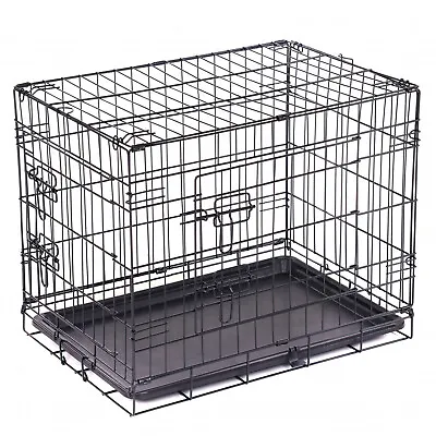 View Details NEW! 24  Folding Metal Dog Cage Puppy Transport Crate Pet Carrier • 24.99£