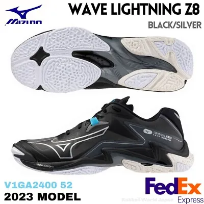 MIZUNO Volleyball Shoes WAVE LIGHTNING Z8 V1GA2400 52 Black/Silver FEDEX NEW • $155