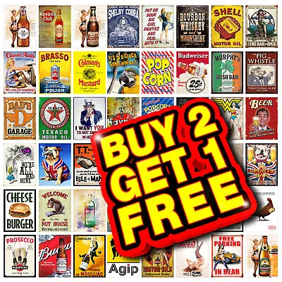 Metal Tin Signs Vintage Retro Pub Home Bar Man Cave Garage Shed Beer Sign Q01 • £4.55