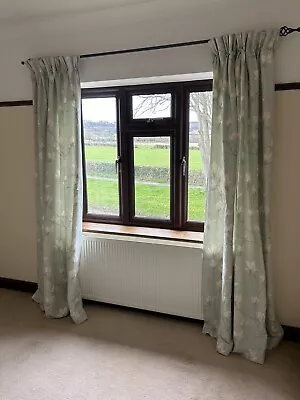 Laura Ashley Magnolia Grove Duck Egg Pinch Pleat Curtains • £45