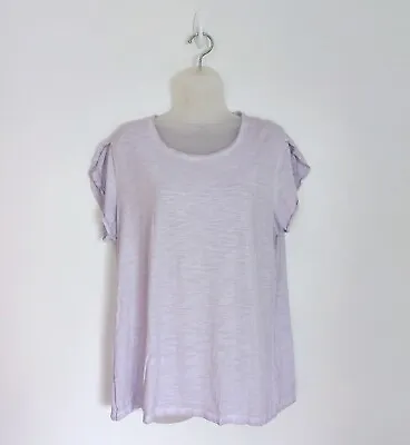 Mint Velvet Marl T Shirt Size XL Top Lilac Split Sleeve Cotton Casual Faded • £13.99