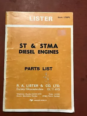 £12 • Buy 1978 Lister St & Stma Stationary Diesel Engine Parts Book Spares Manual List 