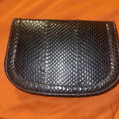Vintage Handbag Messenger Snakeskin Snake Skin Purse Shoulder Bag Black • $11