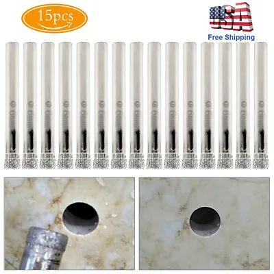 15Pcs Diamond Drill Bit Set 6mm 1/4  Tile Marble Glass Ceramic Core Hole Saw US • $9.59