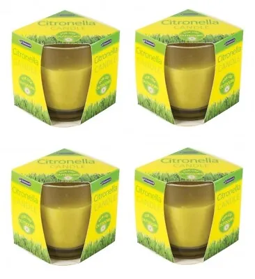 4 X Outdoor Garden Citronella Glass Jar Candle Insects Mosquitos Repellent • £7.99