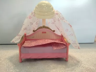 2006 Retro Loving Family Fisher Price Pink Furniture Dollhouse Canopy Doll Bed • $5.99