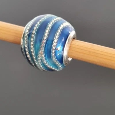 $44 • Buy Pandora Blue Wave Ocean Sea Waves Sterling Silver Ball Charm 797012 Free Post
