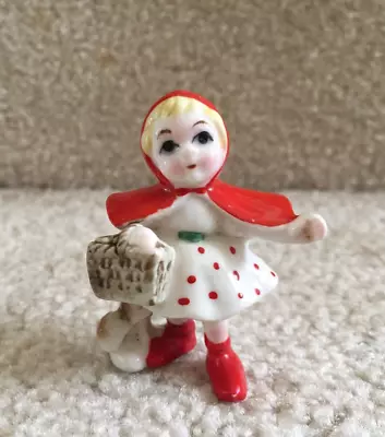 Vintage Japan Bone China Little Red Riding Hood Miniature 2  Figurine FREE SHIP • $19.99