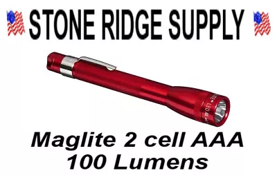 Mini Maglite 2 Cell Aaa SP32036 LED Water Proof Flashlight Red 100 Lumems USA  • $24.49