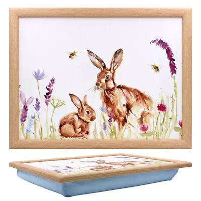 Cushioned Laptray Bed Serving Laptop Tray Wildlife Hares Rabbit Nature Floral • £15.95