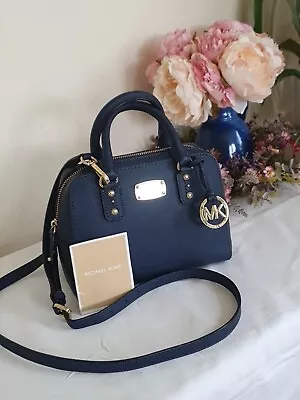 Michael Kors Small Bowling Top Handles Shoulder Strap Blue Saffiano Leather Bag • £33