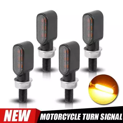 4x Universal Amber Motorcycle Mini LED Indicators Turn Signal Blinkers Light 12V • $21.46