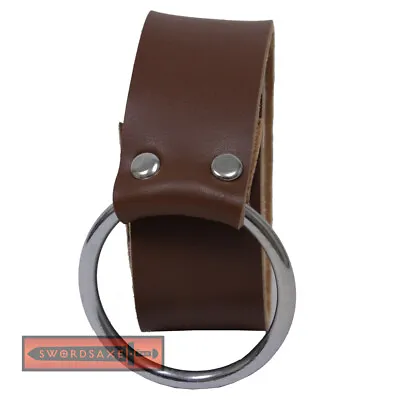 Vikings Medieval Knight Brown Leather Ring Belt Cosplay Larp Costume 52 Inches • $14.99
