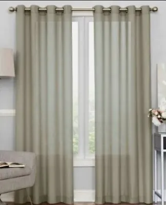 ECLIPSE Liberty Sage Green Light Filtering Sheer Curtain Panel 52 In X 95 In NEW • $14.92