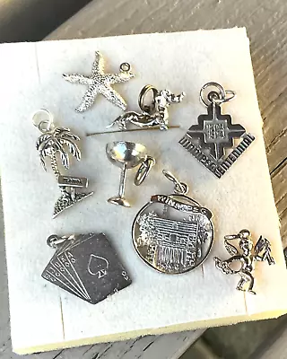 Vintage Sterling And Plated Charm LOT LOADED LOOK TRAVEL NOVELTY • $14.78