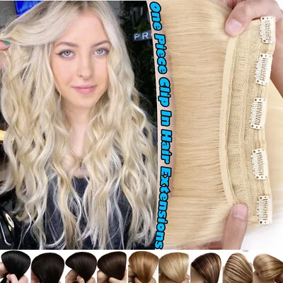 Clip In European 100% Real Human Remy Hair Extensions One Piece Straight 16 18 2 • $20.44