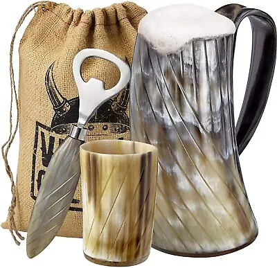 Viking Culture Ox Horn Mug Shot Glass And Bottle Opener (3 Pc. Set)  Stripes  • $44