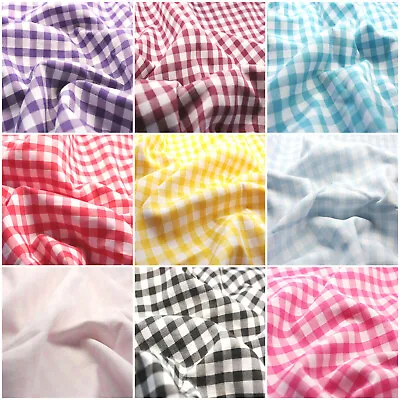 Gingham Polycotton Fabric 1/4  1/8  Checked Material Plaid Gingham Dress Fabric • £2.49