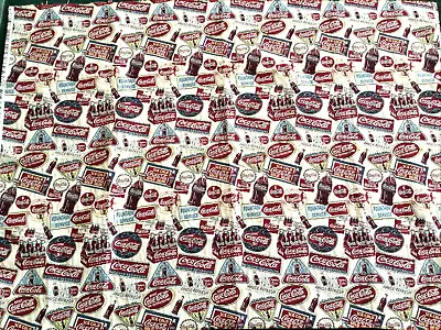 Retro Coca Cola Woven Fabric Cotton Classic Vintage Signage Style Red 40 X56  • $27.99