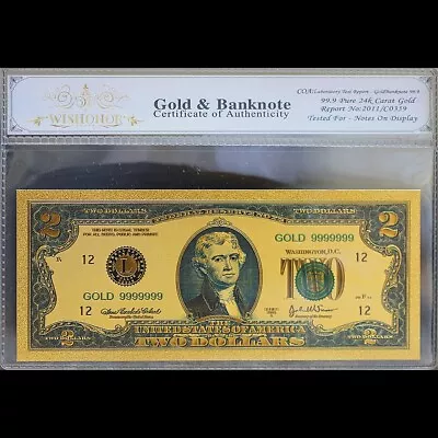 Gold 2003 $2 Two Dollars Banknote Collectible With Bag & Certificate • $15.95