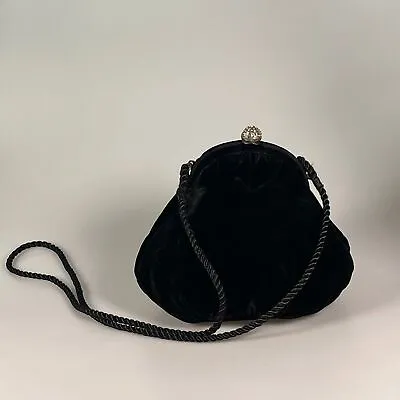 Vintage Black Velvet Evening Bag Shoulder Purse Formal Prom Wedding   P4 • $14