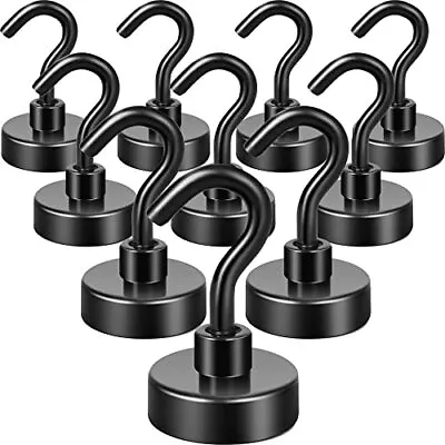 Black Magnetic Hooks Heavy Duty Magnets Extra Strong Black Pack Of 10 • £20.85