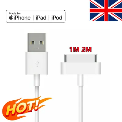 1M 2M 30Pin USB Data Charger Cable For IPhone 4S IPad IPod Touch Classic Video • £1.55