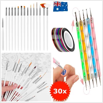 $5.99 • Buy 30pcs Nail Art Design Brushes Dotting Painting Drawing Polish Pen Striping Tapes