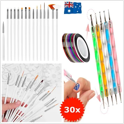 30pcs Nail Art Design Brushes Dotting Painting Drawing Polish Pen Striping Tapes • $5.99