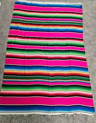 VTG Mexican Blanket Southwestern Rug Serape Saltillo Colorful Stripes 41 X 75  • $74