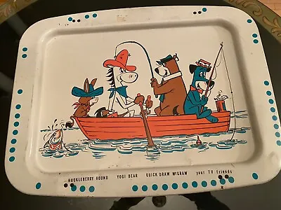 Vintage 1960s Hanna Barbera Yogi Bear Huckleberry Hound TV Tray  With Stand • $69.99