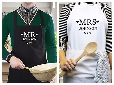 Personalised Mr And Mrs Aprons Set Bride Groom Wedding Gift Mr & Mr Mrs & Mrs • £29.99