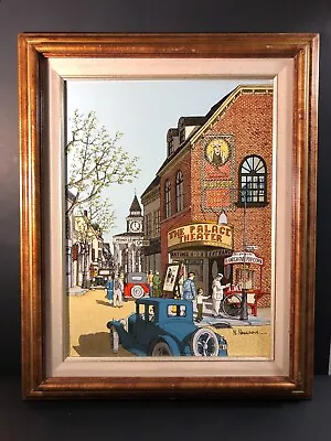 H. Hargrove Palace Theater Main Street Oil Painting Art On Canvas 17  X 21  • $36