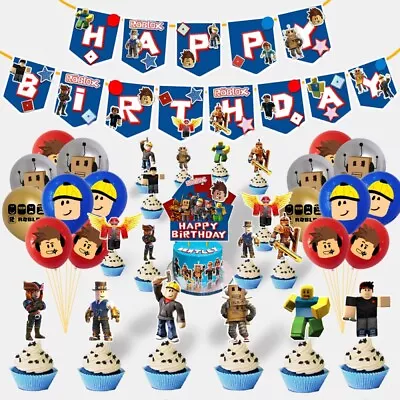 Roblox Birthday Party Decoration Set Roblox Game Tableware Happy Birthday Banner • $12.99