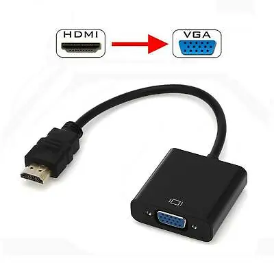HDMI INPUT To VGA OUTPUT HDMI To VGA Converter Adapter For PC DVD TV Monitor • £2.99