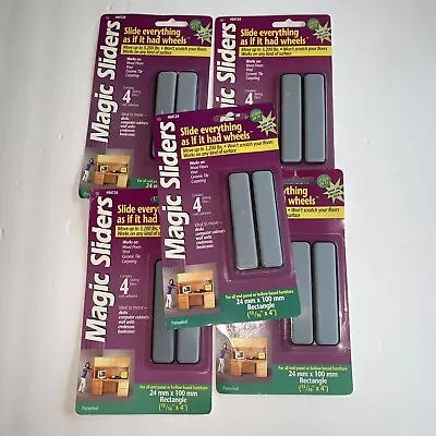 Magic Sliders Plastic Floor Slide Gray Rectangle 1in W X 4in L 4 Self Adhesive • $30