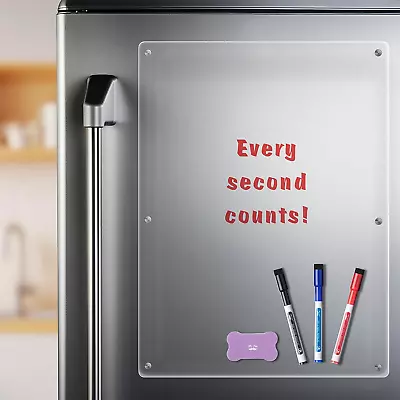 - Acrylic Magnetic Dry Erase Board For Fridge 15 X11  3 Dry Eraser Markers Ac • $18.54