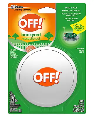 OFF! Backyard Mosquito Coil Up To 4 Hours Per Coil Country Fresh Scented PKG DMG • $16.92