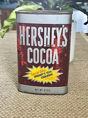 Vintage Hershey's Chocolate Cocoa Tin Advertising For 1934 Cookbook Side Recipes • $12.97