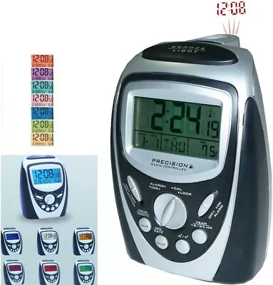 Precision Clock AP036 Radio Controlled 7 Colour LCD Display Projection Alarm New • £12.99