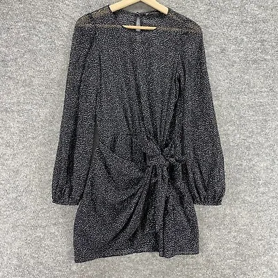 Zara Dress Women M Medium Black Polka Dot Trafaluc Collection Sheer Shift Short • $9.65