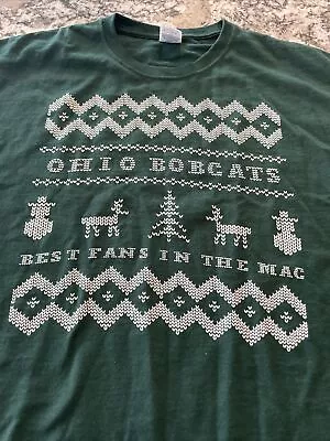 Vintage OU Ohio University Bobcats Ugly Christmas Sweater Print Shirt Size XL • $18.99