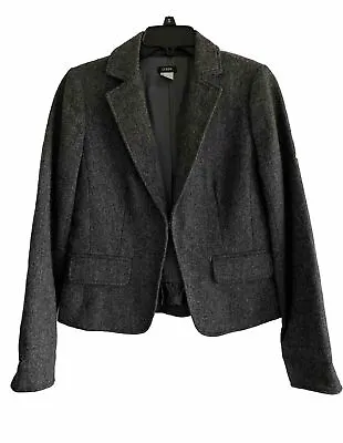 J Crew Gray Herringbone Blazer Women’s Sz 6 100% Wool Fold Cuff Classic Preppy • $28