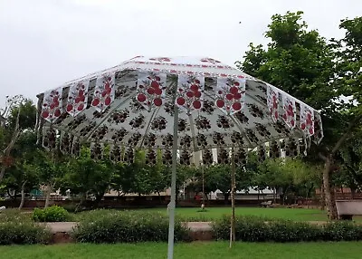 Garden Umbrella Indian Floral Patio Parasol Large Hand Block Floral Printed AU • $199.90